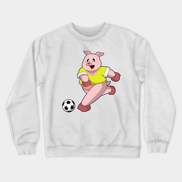 Pig as Soccer player with Soccer Crewneck Sweatshirt by Markus Schnabel